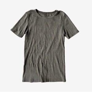 Everlane Olive Ribbed Knit Top